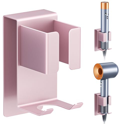 YYBO Porta Piastra per Capelli, Porta Phon da Muro, Supporto phon da Parete, porta Asciugacapelli Adatto per Piastre e Arricciacapelli, Oro Rosa