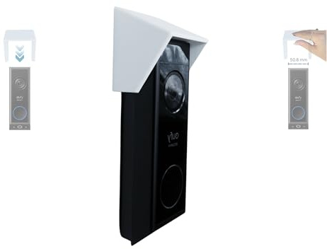 Dekorativt regn- och solskydd – kompatibel med Eufy säkerhetsvideodörrklocka E340 (endast 50,8 mm bredd) – väderbeständigt anti-bländning skyddshus – platt (vit)
