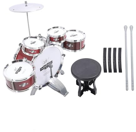 Hamwesh Juego de Batería de Jazz para Niños, Juego de Batería para Niños Pequeños con 5 Tambores, Instrumentos Musicales de Percusión, de para y Niñas, Regalos de