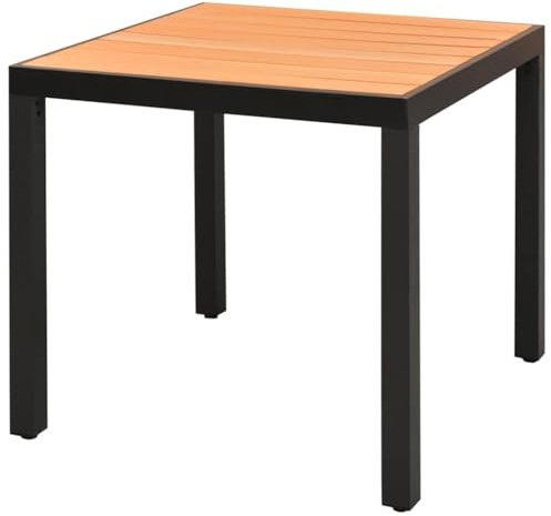 Modern WPC and Aluminum Garden Dining Table Brown Square Outdoor Furniture for 4 People Medium Durable
