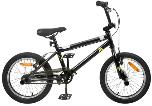 vidaXL BMX 20 Pouces pour Les Plus de 9 Ans Noir, Vélo BMX pour Enfants Classique, Guidon et siège réglables, Vitesse Unique, Cadre en Acier