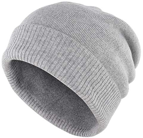 Gisdanchz Cappello Lana Donna Cappelli Uomo Invernale Berretto Donna Inverno Giallo Lungo Mens Slouchy Beanies Wool cap Black Beanie Hat for Men Mens Wool Beanie Warm Hat Grigio Chiaro