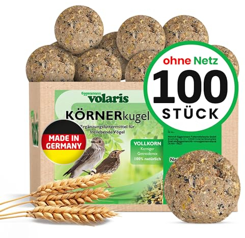 Eggersmann volaris 100 Stück Meisenknödel Vollkorn ohne Netz 9 kg | Körnerkugel für Wildvögel | Nährstoffreiches Ganzahresfutter für alle Vogelarten