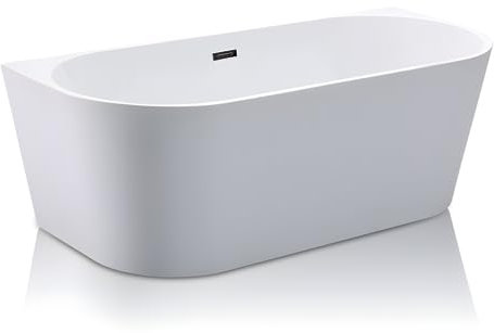 Vente-unique-Halb freistehende Badewanne - 200L - 150 x 75 x 58 cm - Acryl - Weiß - DIVINA