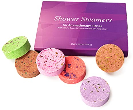 FAMoUsGoods 6pcs Cadeaux de Vapeur de Douche for Les Femmes et Les Hommes Rose Essential Essential Scente Bomb Bomb for la détente Boules Effervescentes