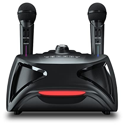 Máquina de Karaoke para Adultos Y Niños, Máquina de Karaoke Portátil con 2 Micrófonos Inalámbricos, Máquina de Karaoke Recargable Bluetooth 5.0 para Fiestas en Casa, Reuniones, Exteriores/interiores (