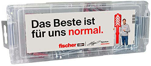 fischer Mini FixTainer Jürgen Klopp Signature Box with 80 DuoPower Dowels (50 Pieces 6 x 30, 30 Pieces 8 x 40) and 80 Screws, Universal Set for Fixing, with Competition