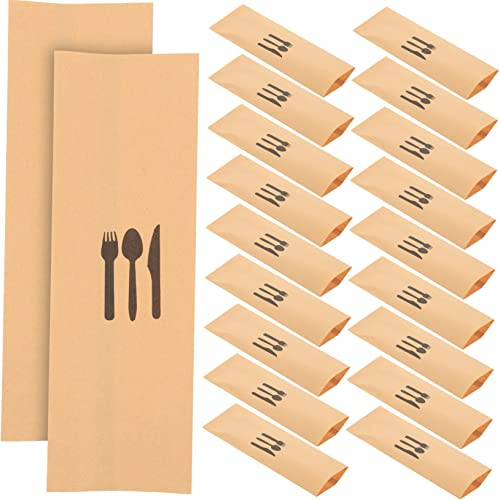 Cabilock Kraftpapier Besteckhalter 100 Stück Einweg Bestecktaschen Mit Serviette Für Hochzeit Party Hotel Bankett Tischdekoration