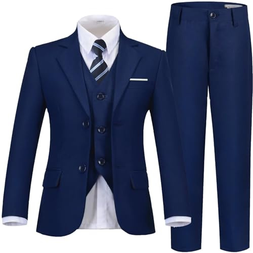 Boys Suit Size 12 Navy Blue Kids Suits for Boys Tuxedo Dress Clothes First Communion Suit Ring Bearer Outfit