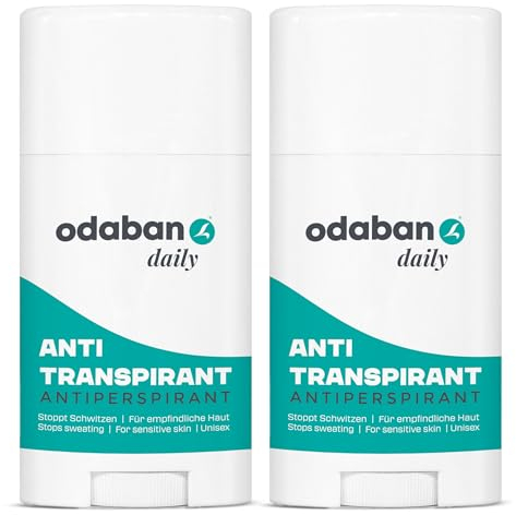 odaban antitranspirant Deo Stick gegen Schwitzen für Männer und Frauen - 24h Schutz gegen Schweiß und Geruch - mit Pflegestoffen speziell für empfindliche Haut 2x60g Set