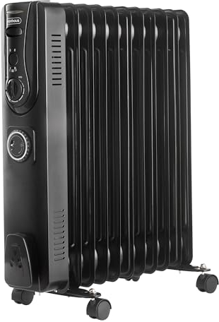 VonHaus Ölradiator mit 11 Rippen, Elektrischer Heizkörper für Homeoffice, Elektroheizung zum Schnellen Wärmen Jedes Raums, Mit Thermostat, 2,5 kW Ölheizer für Maximale Wärme (Schwarz)