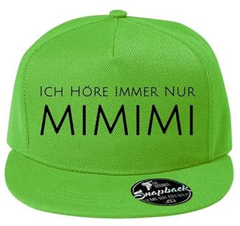 DELUNO Ich höre Immer nur mimimi Cap Reine Farbe Baseboard Baseballkappe Kappe Mütze Neon Grün (Cap-440-Neongrun)