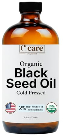 Black Seed Oil Organic Cold Pressed Unrefined Glass Bottle | USDA Certified Organic Black Cumin Seed Oil | High Thymoquinone Omega 3 6 9 | For Immune Support, Joints, Digestion, Hair & Skin | 8 Fl oz