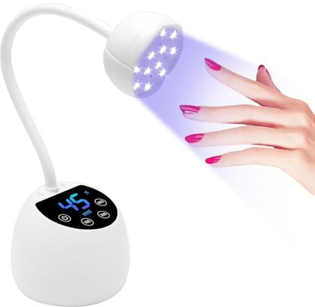 Mini Lampe UV Ongles, Écran LCD, Capteur Intelligent Automatique, Lampe UV LED 36w Pour Ongles en Gel, 12pcs Perles Led Avec Double Source de LumièRe, à Utiliser à la Maison et en Salon (Blanc)