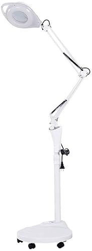Lampe loupe sur pied, bras pivotant réglable, loupe 16x, lampe pour ski, beauté, manucure, tatouage, spa, avec support de sol roulant, vie intéressante