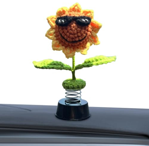 Häkeln Schütteln Sonnenblume Frosch Ente Wackelkopf Animierte Wackeltänzerin Animierter Wackeltänzer-Autodekor Autozubehör Armaturenbrett Dekorationen