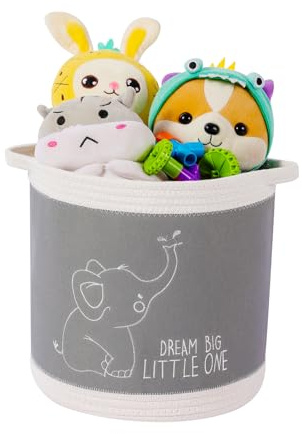 Tidelit Toy Basket for Baby Laundry Hamper Blanket Baskets Cute Elephant Nursery Hampers Toy Storage Basket, Woven Cotton Rope Nursery Organization Bins For Girls Boys Kids Baby Shower Gifts Baskets