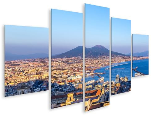 islandburner Quadro su Tela Vista Napoli E Vesuvio Al Tramonto Quadri 170x80cm