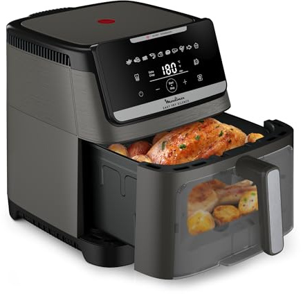 Moulinex Easy Fry Silence 7L, Friggitrice ad Aria Silenziosa e Compatta, Fino a 8 Persone, Frontale del cestello rimovibile, Finestra di Visualizzazione, EZ846HF0