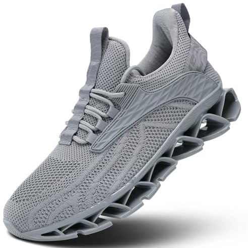 Men's Fashion Sneakers Slip on Walking Running Shoes Blade Tennis Casual Comfort Non Slip Work Sport Athletic Trainer Grey