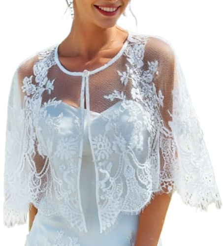 Coshies Women's Lace Shawl Capelet for Evening Dresses Shrug and Wraps