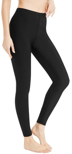 TERODACO Swim Leggings Women Tummy Control Swimming Pants 1129 Black M