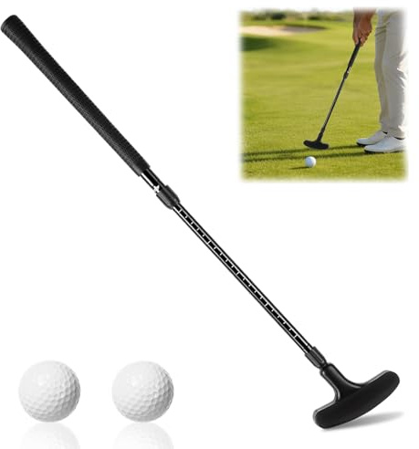 Tryora Putter de Golf Réglable, Mini Putter Unisexe pour Exercices D'intérieur et D'extérieur, Tige Extensible pour Droitiers Et Gauchers Avec 2 Balles pour Golf Et Mini-golf (noir)