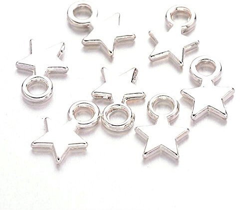 Angel Malone 30pcs. Tibetan STAR Pendant Charm Beads Jewellery Making Findings (Tibetan Silver)
