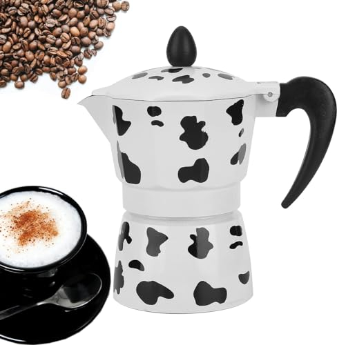 Cafetera Espresso Moka Aluminio Para 3/6/9 Tazas Vaca, Cocina Doméstica (5 Oz, 3 Tazas)