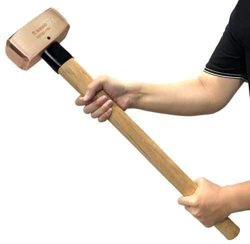 WEDO Copper Sledge Hammer 8lb, Club Hammer with Wooden Handle, Drilling Hammer, Crack Hammer, Die-Forge, Corrosion Resistant, DIN Standard, 28 Length