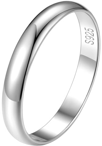 FindChic Bague Ado Fille Argent 925 57 3 mm Bague Femme Bagues pour Homme Alliance Couple Fiancaille Mariage Valentin Petit Anneau Promesse Eternité Cadeau Maman Adult Index Annulaire Petit Doigt