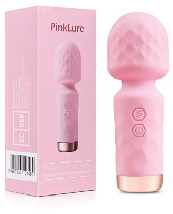 Mini Starke Massagestab, Silikon Massagegerät mit 10 Vibrationsmodi, Wasserdichte Wiederaufladbare Tragbare Klein Vibrations Massager, Leises Kabelloser Handmassagegerät, Geschenk für Frauen Rosa