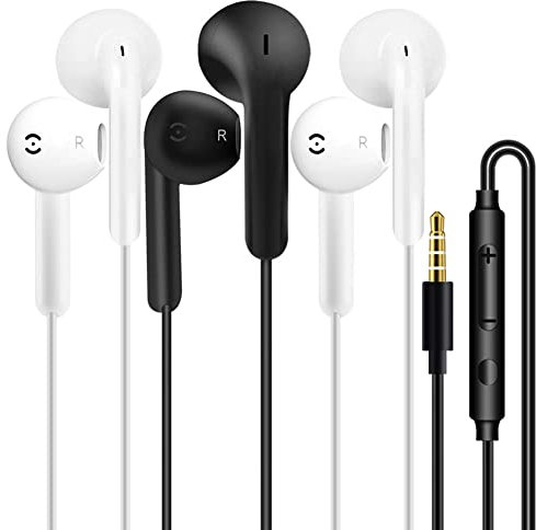 3 Pack Earphones Wired In-Ear Headphones Wired Earbuds 3.5mm Jack Noise Isolating Headset With Microphone remote contro Noise Isolating Compatible with iPhone Samsung HuaWei Android Tablets Laptops