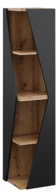 Vicco Badschrank Benno, Badezimmerhochschrank, Anthrazit/Eiche, 31.6 x 70.5 cm mit 3 Ablagen