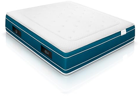 WIN REST Colchón Visco Gel de muelles ensacados Aqua, Altura 30 cm, Firmeza Media, Núcleo de 750 muelles, Tejido Damasco 400g, Fibra Hipoalergénica Super Soft (150x200 cm)