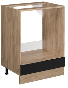 Vicco mobile per forno da incasso R-line, Nero lucido/Quercia dorata, 60 cm senza piano di lavoro