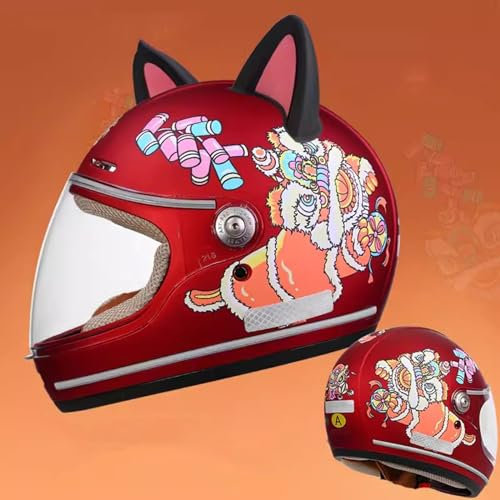 QJWMatic Casco Moto Integrale per Bambini Casco Leggero con Visiera Casco da Corsa per Ragazzi E Ragazze per Bambini di 4-15 Anni E,46-53CM