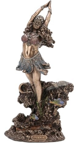 ROCKING GIFTS Figura Classica in Resina Yemaya, dea del Mare, Resina Effetto Bronzo Antico, 25 cm