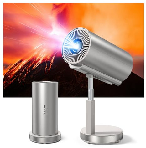 Bisofice Proiettore portatile 4K supportato, videoproiettore portatile per Home Cinema con asta retrattile, WiFi e BT, rotazione 90°, Android 11.0 Proiettore Home Cinema per Riunione, Studio,