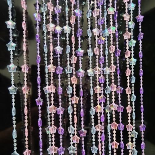 ave split Beaded Curtain Doorways Star Acrylic Hanging Door Beads String Curtains Tassel Room Divider Screen Decor for Doorway Window Living Room Wedding 049Star (Colourful Star)