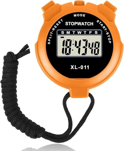 Digital Sports Stopwatch Timer, Single Lap Split with Alarm, Multi-Function Large Display Countdown Timer, Shockproof for Coaches, Swimming, Running, Sports, Gym (Orange)