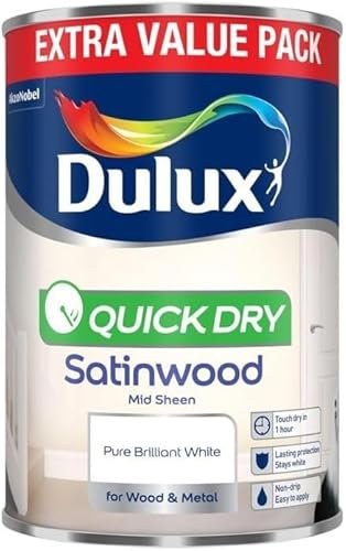 White Satin Wood 1.25L – Quick Dry Interior Wood & Metal Paint – Brilliant White Satin Finish – Durable Mid Sheen for Doors, Skirting Boards, Trim & Furniture ,
