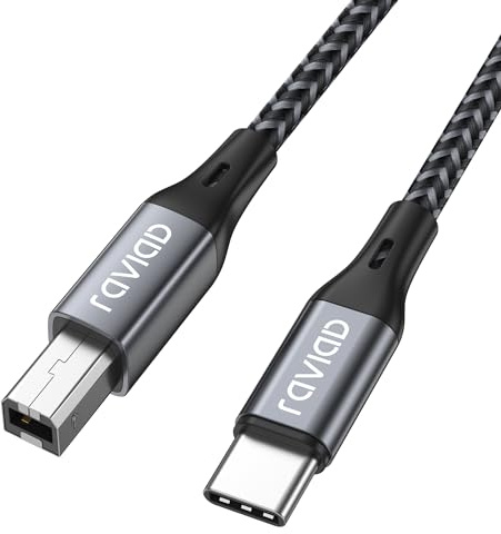 RAVIAD Câble Imprimante USB C 1M, Cable USB 2.0 B Mâle vers USB C Mâle