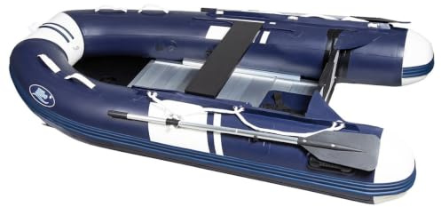 HIBO PRO Schlauchboot 3.60 - Schlauchboot mit Aluboden - 1.2 mm 2000 Denier PVC - Aufblasbarer Kiel - Polyester Spiegel - Beiboot - Dunkelblau/Weiß