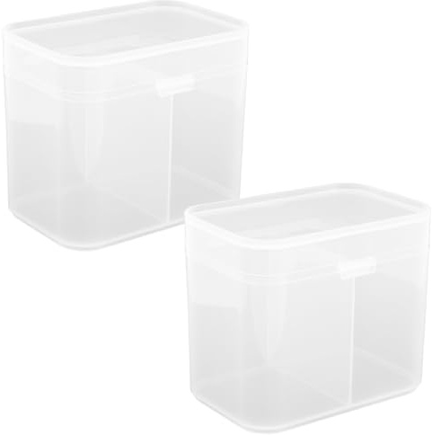 KICHOUSE 2pezzi Organizer per Cotone e Dischetti Struccanti in Plastica Premium Contenitore Doppio per Salviette Levapolish e Cotone Porta Dischetti per Trucco Art per Saloni e Uso