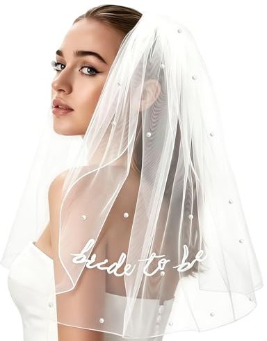 QIYULIN Bride to Be Veil, Hen Party Veil for Bachelorette, Bridal Shower Decorations, Wedding Décor, Bridal Accessories Party Supplies Engagement Gift for Hen Night