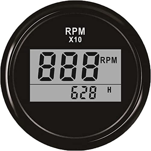 ELING Vattentät digital varvräknare REV-räknare RPM-mätare med timmätare 9990 RPM 52 mm 9-32 V med bakgrundsbelysning