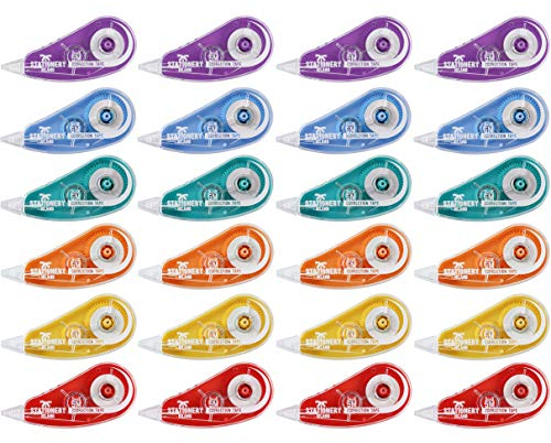 STATIONERY ISLAND Korrekturroller 24er Pack, Mini Korrekturmaus, Korrekturband 5m x 5mm, Kleberoller Maus Roller Schulsachen Correction Tapes, Für Schüler, Büro, Klebemaus, Fotokleber Fotoalbum