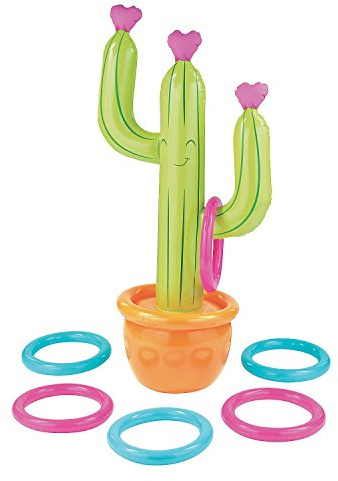 Inflatable Cactus Ring Toss Game with Hearts (Includes 6 Rings and Stands 5 feet Tall) Perfect Valentine's Day Party Game