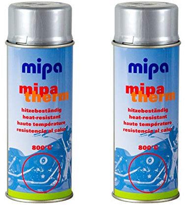 2x MIPA Mipatherm Silber Thermolack Ofenlack hitzebeständig bis 800°C 400 ml